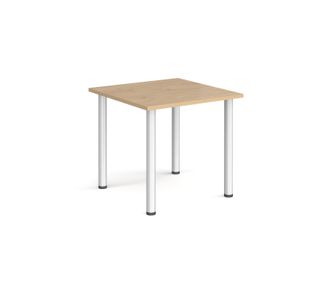 Rectangular silver radial leg meeting table 800mm x 800mm - Kendal oak
