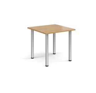 Rectangular silver radial leg meeting table 800mm x 800mm - oak