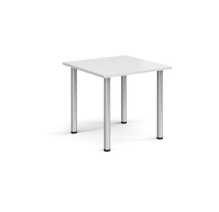 Rectangular silver radial leg meeting table 800mm x 800mm - white