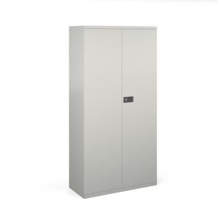 Steel contract cupboard with 3 shelves 1806mm high - goose grey