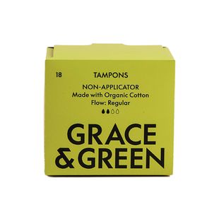 Grace and Green Organic Cotton Non Applicator Tampons Regular (Pack of 18) GG0TR001