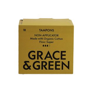 Grace and Green Organic Cotton Non Applicator Tampons Super (Pack of 18) GG0TS002