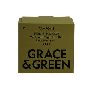 Grace and Green Organic Cotton Non Applicator Tampons Super+ (Pack of 15) GGOTSP003
