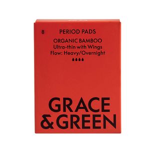 Grace and Green Organic Bamboo Heavy Period Pad Pack of 8 GGBAMNIGHT05