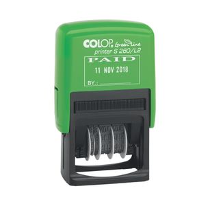 COLOP S260/L2 Green Line Text and Date Stamp PAID GLS260L2