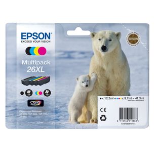 Epson 26XL Polar Bear Ink Cartridge High Yield CMYK Multipack C13T26364010