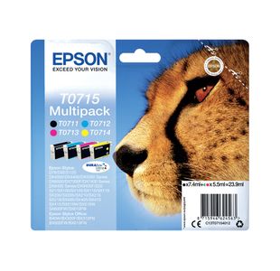 Epson T0715 Cheetah DURABrite Ultra Ink Cartridge CMYK Multipack C13T07154012