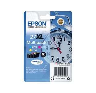 Epson 27XL Alarm Clock DURABrite Ultra Ink Cartridge High Yield CMY Multipack C13T27154012