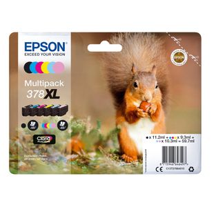 Epson 378XL Squirrel Claria Photo HD Ink Cartridge High Yield CMYK/Lt Cyan/Lt Mag Mpk C13T37984010