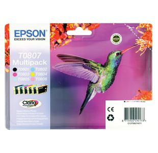 Epson T0807 Hummingbird Claria Photographic Ink Cartridge CMYK/Lt Cyan/Lt Mag Multipack C13T08074011