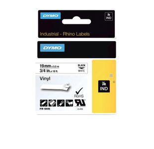 Dymo 18445 Rhino Label Printer Tape 19mmx5.5m Black on White S0718620