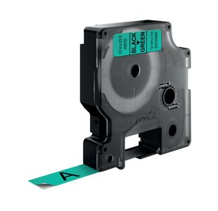Dymo 45019 D1 LabelMaker Tape 12mm x 7m Black on Green S0720590