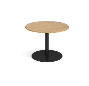 Eternal circular boardroom table 1000mm - black base, oak top