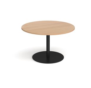 Eternal circular boardroom table 1200mm - black base, beech top