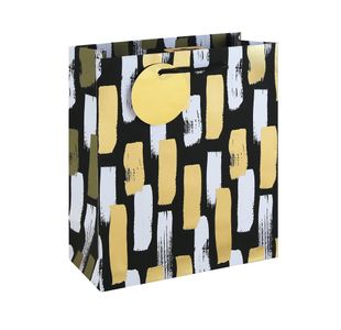 Mono Paint Strokes Gift Bag Medium Black Pack of 6 37013-3C