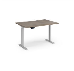 Elev8 Contract 1200w Straight Sit-stand Desk 1200mm x 800mm - Silver Frame, Nebraska Oak