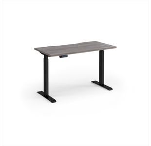 Elev8 Contract 1200w Straight Sit-stand Desk 1200mm x 600mm - Black Frame, Grey Oak Top