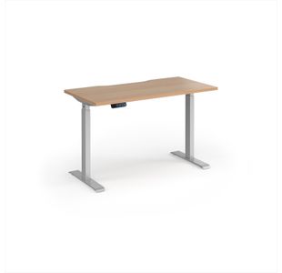 Elev8 Contract 1200w Straight Sit-stand Desk 1200mm x 600mm - Silver Frame, Beech Top