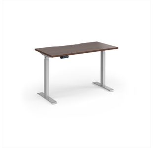Elev8 Contract 1200w Straight Sit-stand Desk 1200mm x 600mm - Silver Frame, Walnut Top