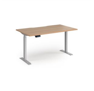 Elev8 Contract 1400w Straight Sit-stand Desk 1400mm x 800mm - Silver Frame, Beech Top