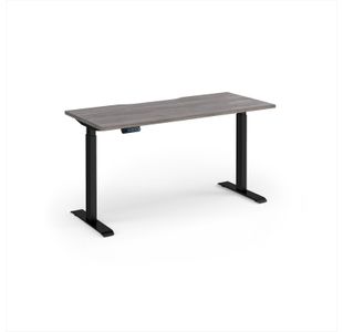 Elev8 Contract 1400w Straight Sit-stand Desk 1400mm x 600mm - Black Frame, Grey Oak Top