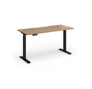 Elev8 Contract 1400w Straight Sit-stand Desk 1400mm x 600mm - Black Frame, Oak Top