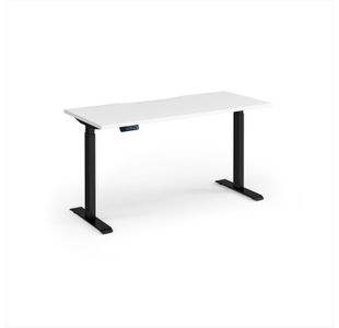 Elev8 Contract 1400w Straight Sit-stand Desk 1400mm x 600mm - Black Frame, White Top