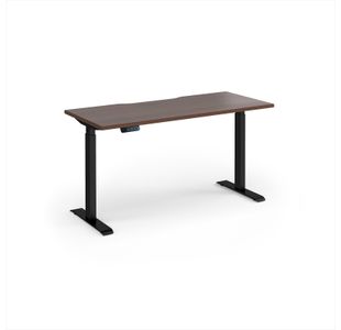 Elev8 Contract 1400w Straight Sit-stand Desk 1400mm x 600mm - Black Frame, Walnut Top