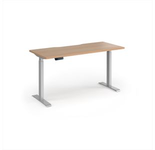 Elev8 Contract 1400w Straight Sit-stand Desk 1400mm x 600mm - Silver Frame, Beech Top