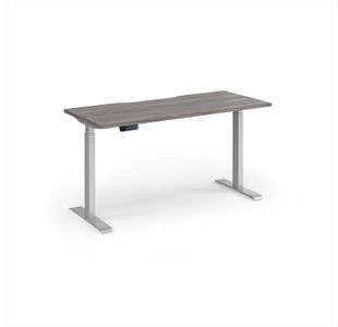 Elev8 Contract 1400w Straight Sit-stand Desk 1400mm x 600mm - Silver Frame, Grey Oak Top