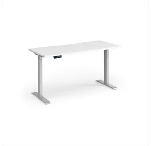 Elev8 Contract 1400w Straight Sit-stand Desk 1400mm x 600mm - Silver Frame, White Top
