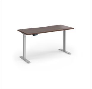 Elev8 Contract 1400w Straight Sit-stand Desk 1400mm x 600mm - Silver Frame, Walnut Top