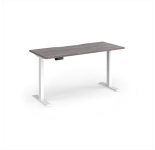 Elev8 Contract 1400w Straight Sit-stand Desk 1400mm x 600mm - White Frame, Grey Oak Top