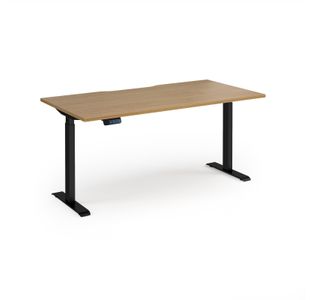 Elev8 Contract 1600w Straight Sit-stand Desk 1600mm x 800mm - Black Frame, Oak Top