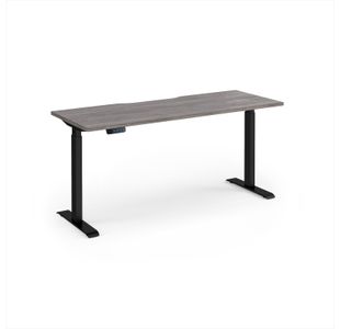 Elev8 Contract 1600w Straight Sit-stand Desk 1600mm x 600mm - Black Frame, Grey Oak Top
