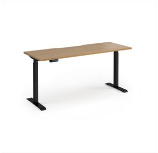 Elev8 Contract 1600w Straight Sit-stand Desk 1600mm x 600mm - Black Frame, Oak Top