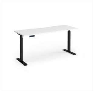 Elev8 Contract 1600w Straight Sit-stand Desk 1600mm x 600mm - Black Frame, White Top