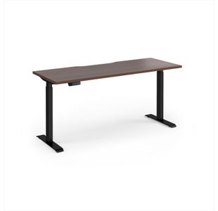 Elev8 Contract 1600w Straight Sit-stand Desk 1600mm x 600mm - Black Frame, Walnut Top