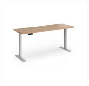 Elev8 Contract 1600w Straight Sit-stand Desk 1600mm x 600mm - Silver Frame, Beech Top
