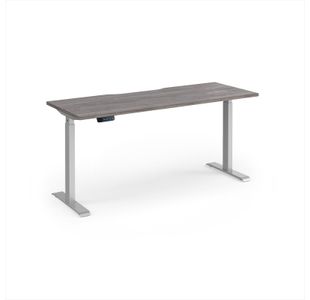 Elev8 Contract 1600w Straight Sit-stand Desk 1600mm x 600mm - Silver Frame, Grey Oak Top
