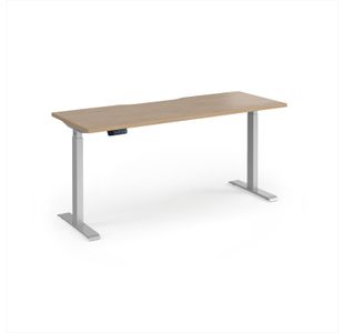 Elev8 Contract 1600w Straight Sit-stand Desk 1600mm x 600mm - Silver Frame, Kendal Oak Top