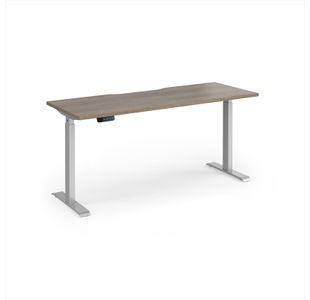 Elev8 Contract 1600w Straight Sit-stand Desk 1600mm x 600mm - Silver Frame, Nebraska Oak Top