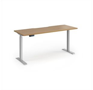 Elev8 Contract 1600w Straight Sit-stand Desk 1600mm x 600mm - Silver Frame, Oak Top