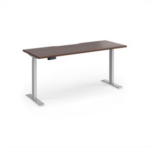 Elev8 Contract 1600w Straight Sit-stand Desk 1600mm x 600mm - Silver Frame, Walnut Top