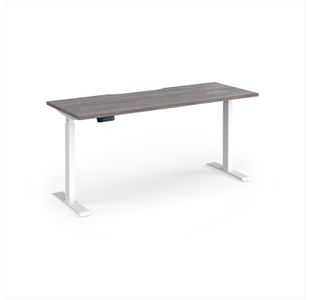 Elev8 Contract 1600w Straight Sit-stand Desk 1600mm x 600mm - White Frame, Grey Oak Top
