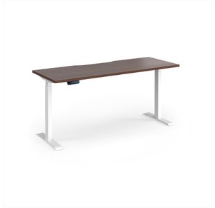 Elev8 Contract 1600w Straight Sit-stand Desk 1600mm x 600mm - White Frame, Walnut Top