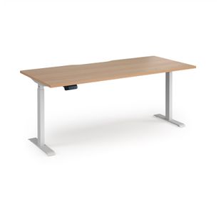 Elev8 Contract 1800w Straight Sit-stand Desk 1800mm x 800mm - White Frame, Beech Top
