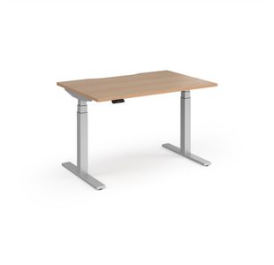 Elev8 Luxe Straight Sit-Stand Desk 1200mm x 800mm - Silver Frame / Beech Top
