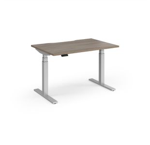 Elev8 Luxe Straight Sit-Stand Desk 1200mm x 800mm - Silver Frame / Nebraska Oak Top