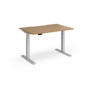 Elev8 Luxe Straight Sit-Stand Desk 1200mm x 800mm - Silver Frame / Oak Top